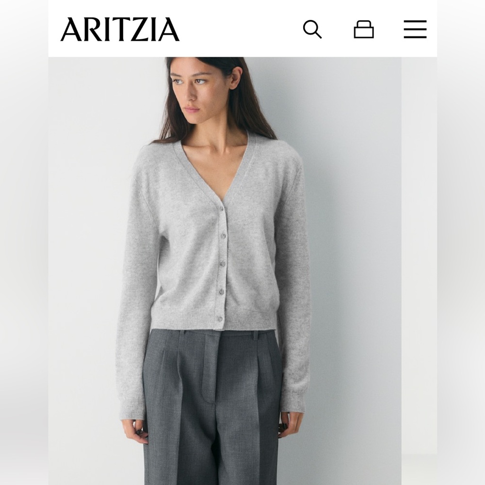 Aritzia Heather Chrome Bare Cashmere V Neck Cardigan